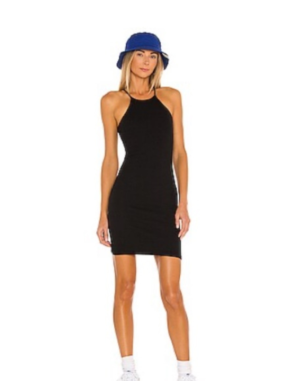 Frankie's Bikinis: Black Ribbed Tank Mini Dress - Size XS